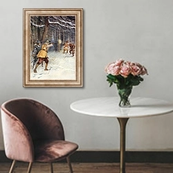 «Illustration for the Young Pilgrims 5» в интерьере в классическом стиле над креслом