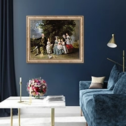 «Group Portrait of the Colmore Family» в интерьере в классическом стиле в синих тонах