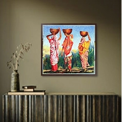 «Three Women, 1993» в интерьере в этническом стиле в коричневых цветах