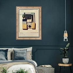 «Collage, 1936» в интерьере классической спальни с темными стенами