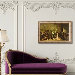 «The Studio of the Painter, a Real Allegory, 1855 4» в интерьере в классическом стиле над банкеткой