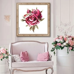 «Вишневые розы» в интерьере гостиной в стиле прованс над диваном