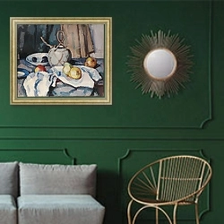 «The Ginger Jar, c.1926» в интерьере классической гостиной с зеленой стеной над диваном