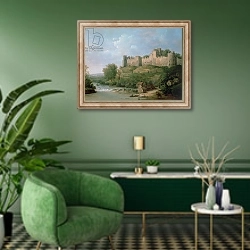 «Ludlow Castle» в интерьере гостиной в зеленых тонах