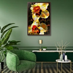 «Daffodil» в интерьере гостиной в зеленых тонах