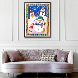 «Snowmen in the Snow» в интерьере гостиной в классическом стиле над диваном