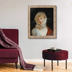 «Portrait of Marie Laczinska Countess Walewska» в интерьере гостиной в бордовых тонах
