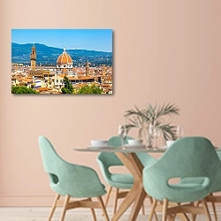 «Италия, Флоренция. Санта-Мария-дель-Фьоре в ясный день» в интерьере современной столовой в пастельных тонах