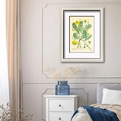 «Rosaceae, Potentilleae, Potentilla Anserina» в интерьере спальни в стиле прованс с синими деталями