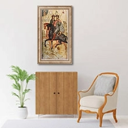 «14th Century Russian Icon Depicting Saint Boris and Saint Gleb on Horseback.» в интерьере в классическом стиле над комодом