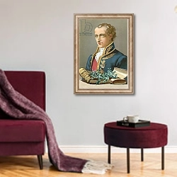 «Antoine Laurent de Jussieu» в интерьере гостиной в бордовых тонах