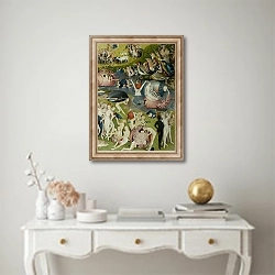 «The Garden of Earthly Delights: Allegory of Luxury, detail of the central panel, c.1500 3» в интерьере в классическом стиле над столом