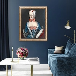 «Crown Princess Elisabeth Christine von Preussen, c.1735» в интерьере в классическом стиле в синих тонах