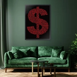 «Dollar People Icon, 2006» в интерьере зеленой гостиной над диваном