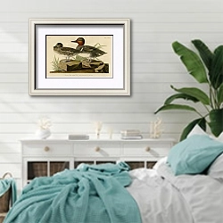 «American Green winged Teal» в интерьере спальни в стиле прованс с голубыми деталями