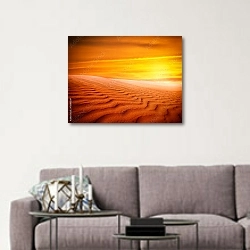 «Песчаные дюны на закате в пустыне Сахара» в интерьере в скандинавском стиле над диваном