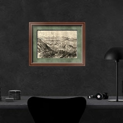 «View of Granada, illustration from 'Spanish Pictures' by the Rev. Samuel Manning» в интерьере кабинета в черных цветах над столом