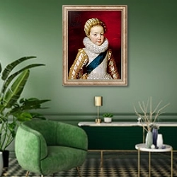«Gaston d'Orleans as a Child» в интерьере гостиной в зеленых тонах