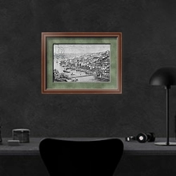 «Porto in the 1860s» в интерьере кабинета в черных цветах над столом