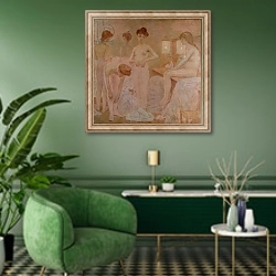 «The Dancers, 1905-09» в интерьере гостиной в зеленых тонах