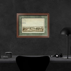 «View of the Hallesch Gate» в интерьере кабинета в черных цветах над столом