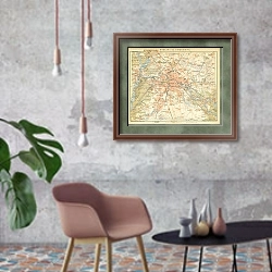 «Карта Берлина и окрестностей» в интерьере в стиле лофт с бетонной стеной