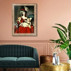 «Marie-Antoinette and her Four Children, 1787» в интерьере классической гостиной над диваном