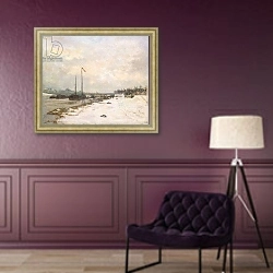 «The Quay of the Seine in the Environs of Paris; Quais de la Seine aux environs de Paris, 1873» в интерьере в классическом стиле в фиолетовых тонах