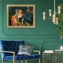 «Love, 1910» в интерьере в классическом стиле с зеленой стеной