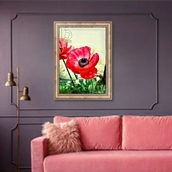 «Red Anemone, 2013,» в интерьере гостиной с розовым диваном