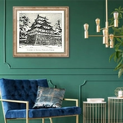 «Fortress in Nagoga, Tokugawa Period» в интерьере в классическом стиле с зеленой стеной