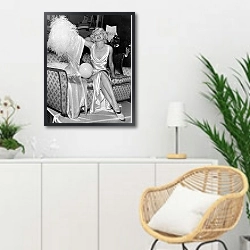 «История в черно-белых фото 1007» в интерьере гостиной в скандинавском стиле над комодом
