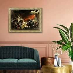 «Последний день Помпеи. 1833» в интерьере классической гостиной над диваном