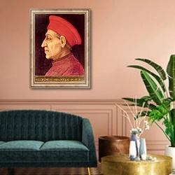 «Portrait of Cosimo di Giovanni de Medici» в интерьере классической гостиной над диваном