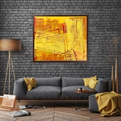 «Абстрактная картина #17» в интерьере в стиле лофт над диваном