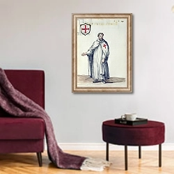«A Venetian Templar» в интерьере гостиной в бордовых тонах