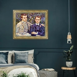 «Портрет Шарля и Жоржа Дюран-Рюэль» в интерьере классической спальни с темными стенами