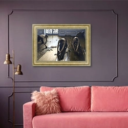 «Rabotteurs» в интерьере гостиной с розовым диваном