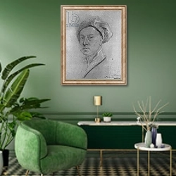 «Self Portrait, 1734-35» в интерьере гостиной в зеленых тонах
