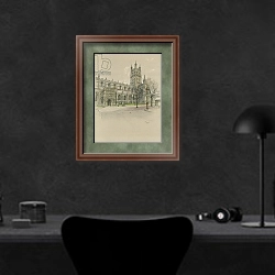 «Gloucester Cathedral» в интерьере кабинета в черных цветах над столом
