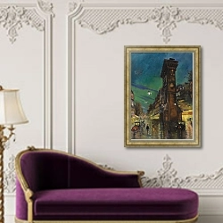 «Париж. Арка Сен-Дени» в интерьере в классическом стиле над банкеткой
