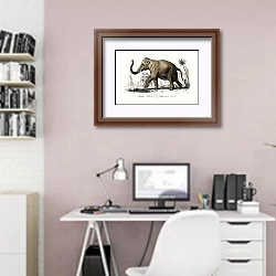 «Азиатский слон (Elephas Maximus) » в интерьере светлого кабинета над белым столом