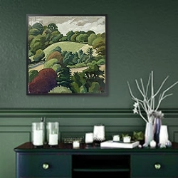 «The Hill, Batheaston» в интерьере прихожей в зеленых тонах над комодом