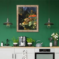 «Still Life 15» в интерьере кухни с зелеными стенами