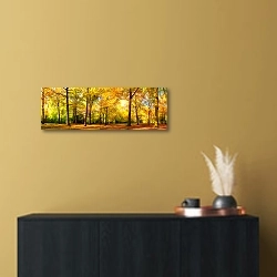 «Панорама осеннего леса» в интерьере современной квартиры над комодом