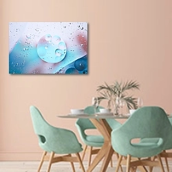 «Пузыри на розово-голубом фоне» в интерьере современной столовой в пастельных тонах
