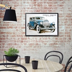 «Автомобили в искусстве 21» в интерьере кухни в стиле лофт с кирпичной стеной