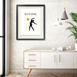 «Dancing man» в интерьере кабинета в скандинавском стиле с бетонной стеной