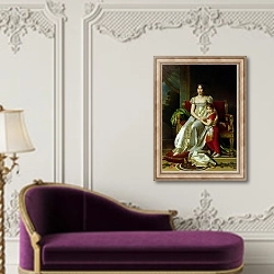 «Hortense de Beauharnais Queen of Holland and her Son, Napoleon Charles Bonaparte 1806» в интерьере в классическом стиле над банкеткой