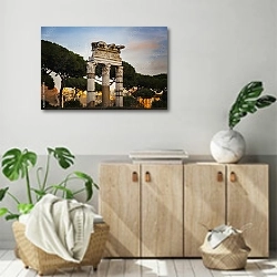 «Храм Кастора и Поллукса, Италия» в интерьере современной комнаты над комодом